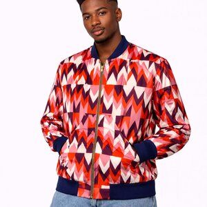 Men’s African Print Bomber Jacket | Size 2XL | Zip-Up